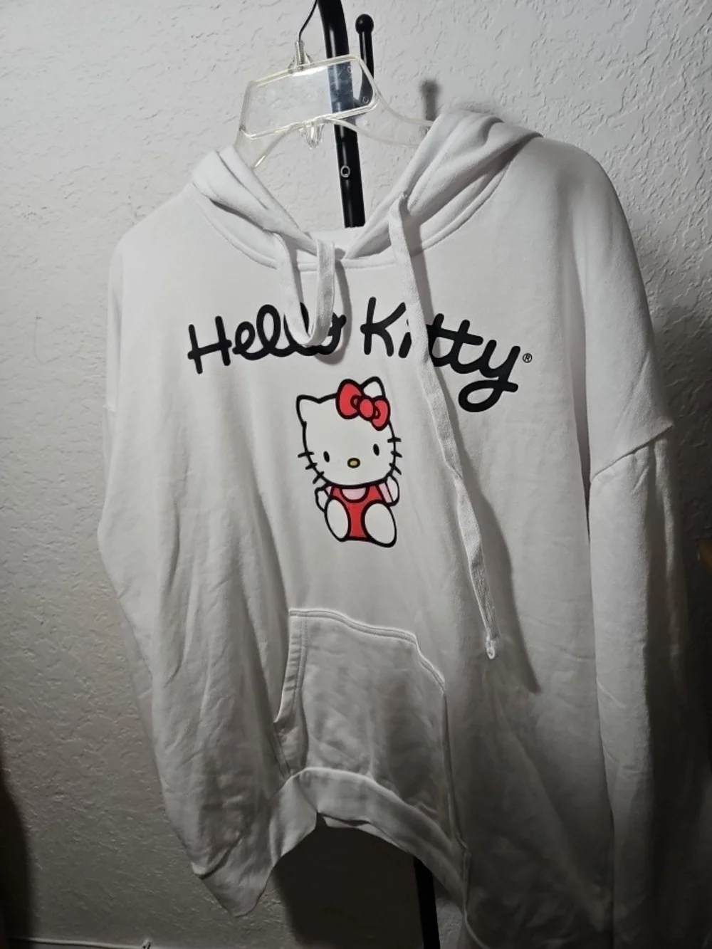 Hello Kitty White Hoodie with Red Accent Graphic